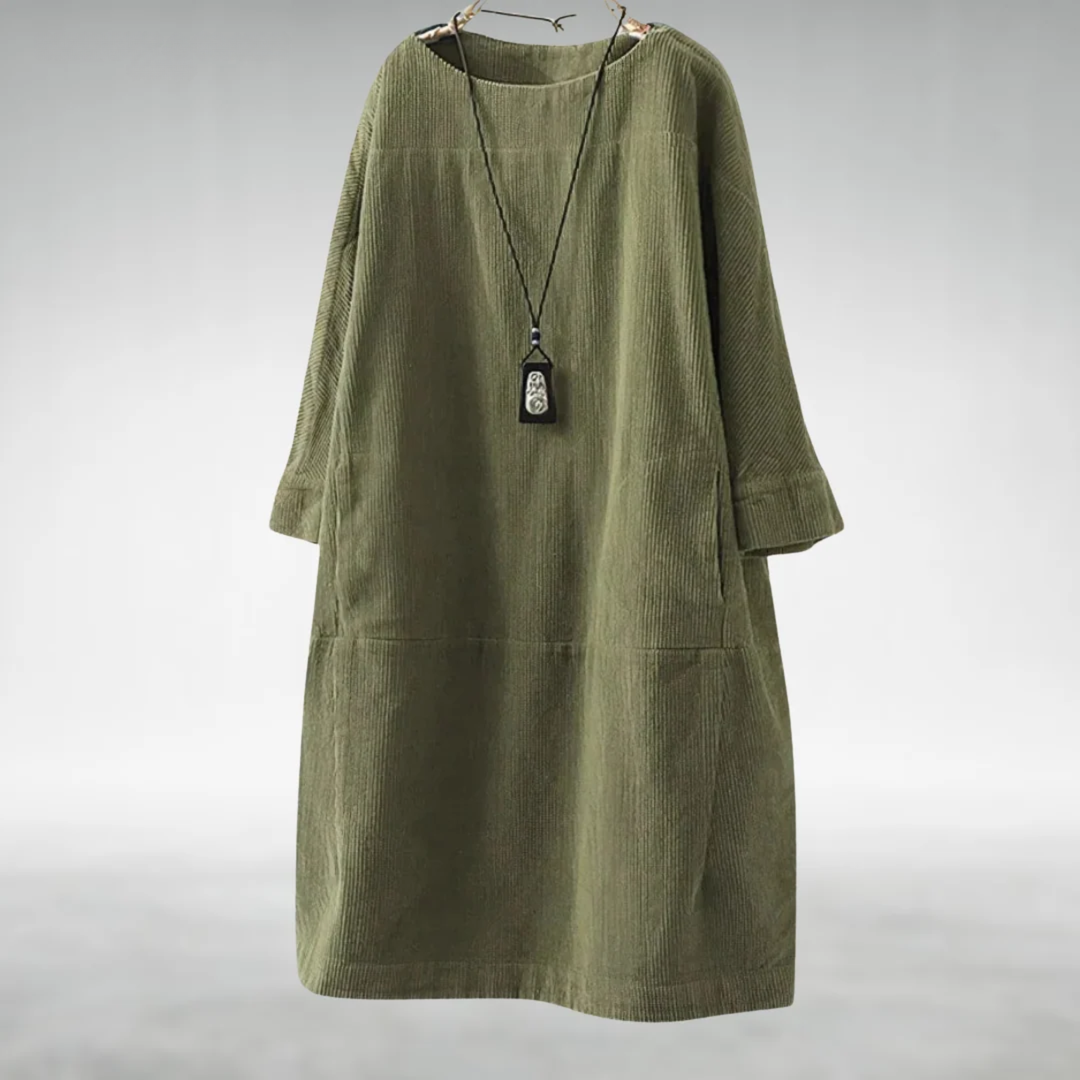 Relaxed Corduroy Midi Dress