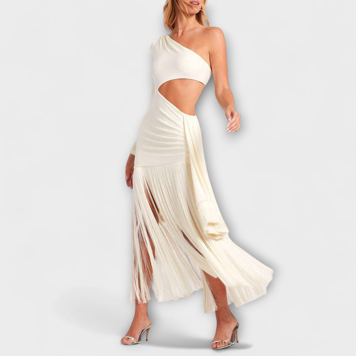 Fringe Maxi Dress with Cutouts