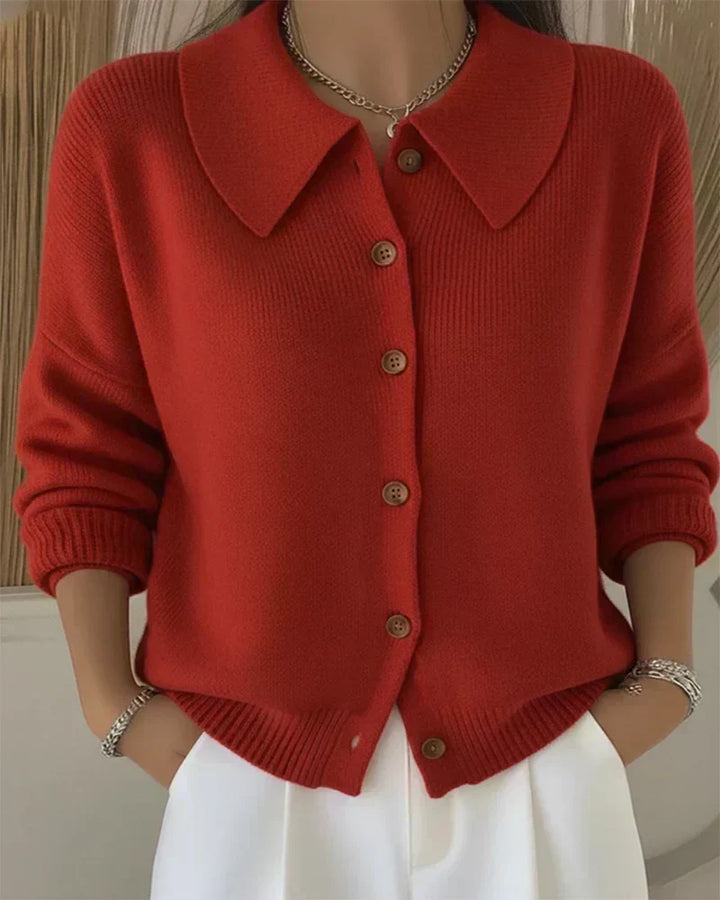 Cropped Collared Knit Cardigan