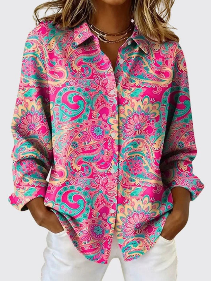 Paisley Button-Up Blouse