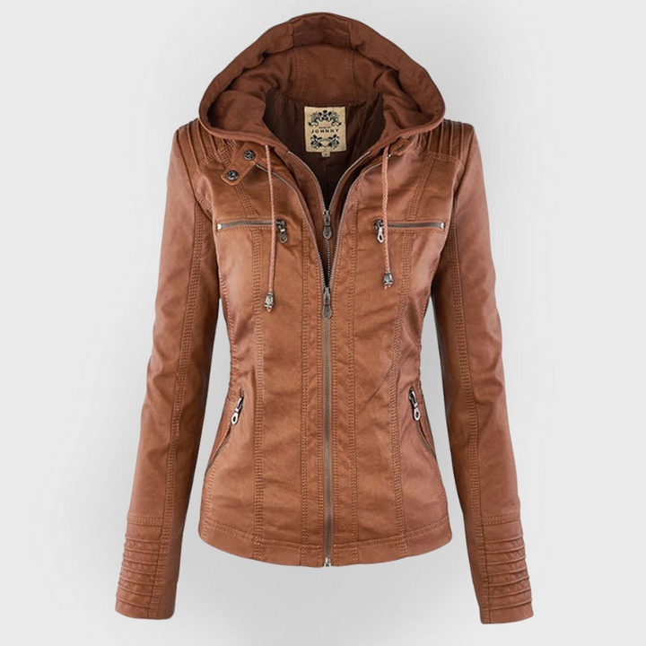 Modern Leather Jacket with Hood