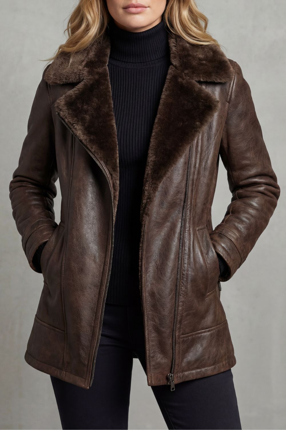 Shearling-Lined Leather Jacket