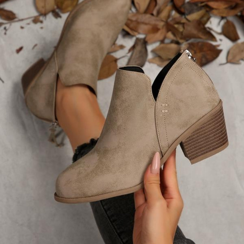 Textured Fringe Ankle Boots