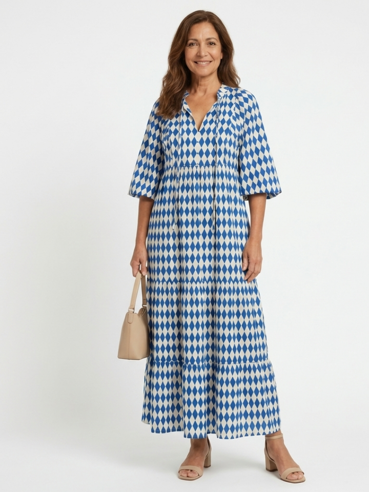 Diamond Print Midi Dress