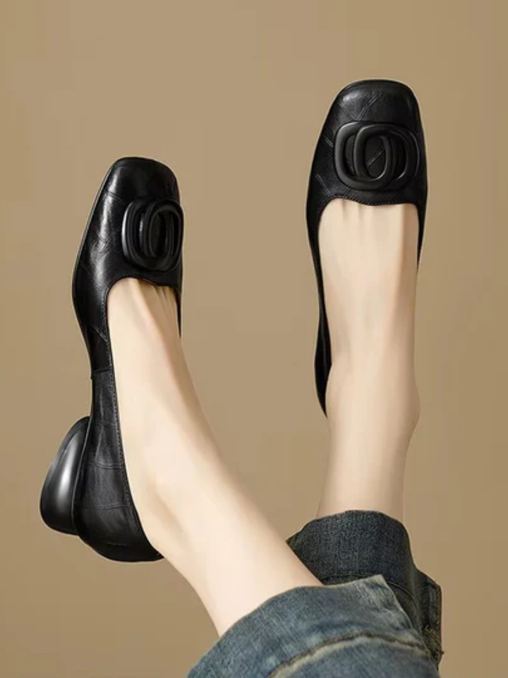 Leather Square-Toe Flats Erin
