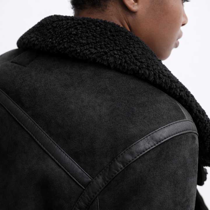 Shearling Suede Aviator Jacket