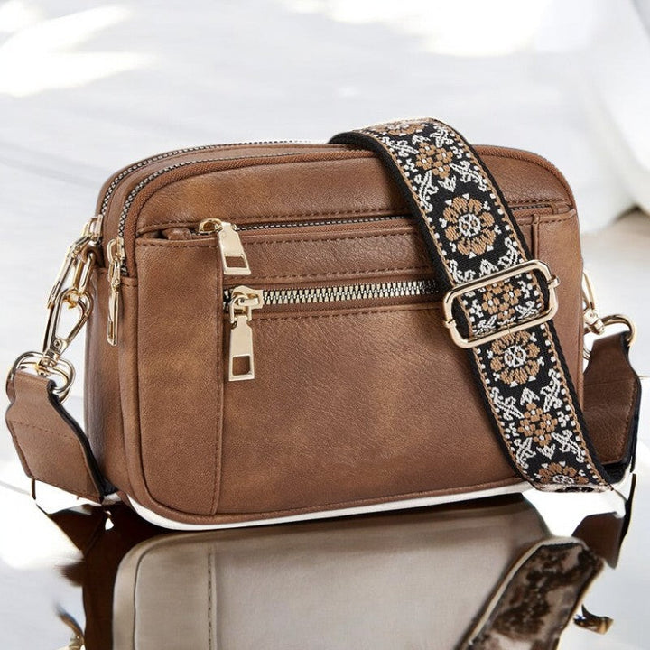 Refined Leather Shoulder Bag with Compartments