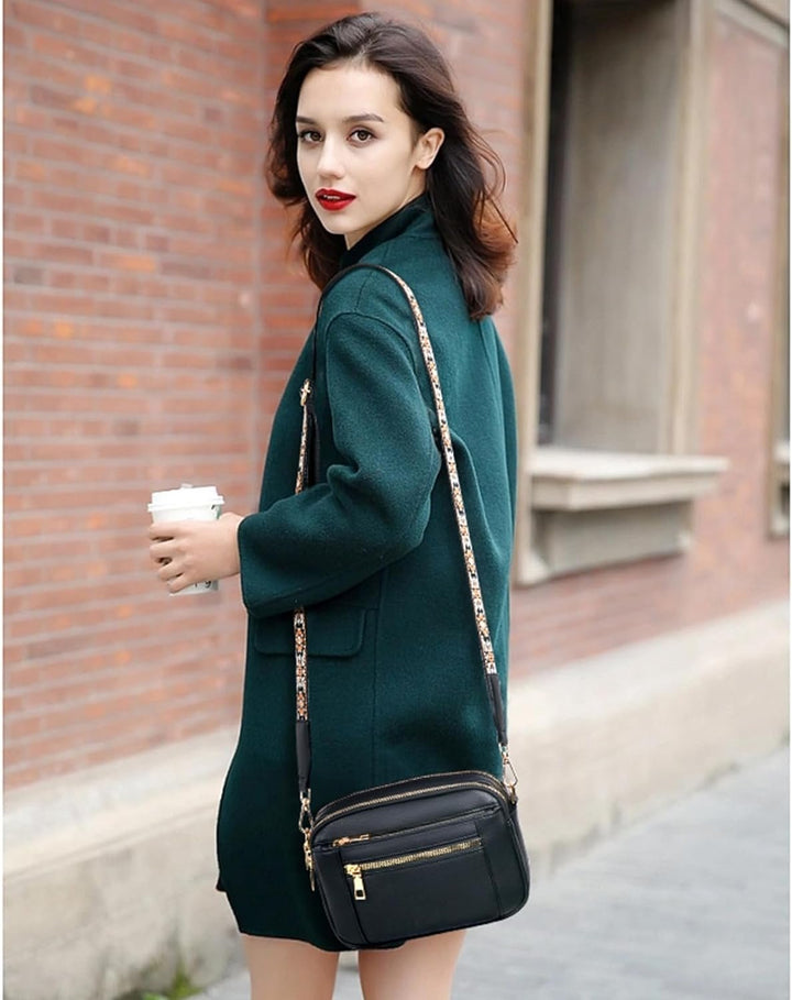 Refined Leather Shoulder Bag with Compartments