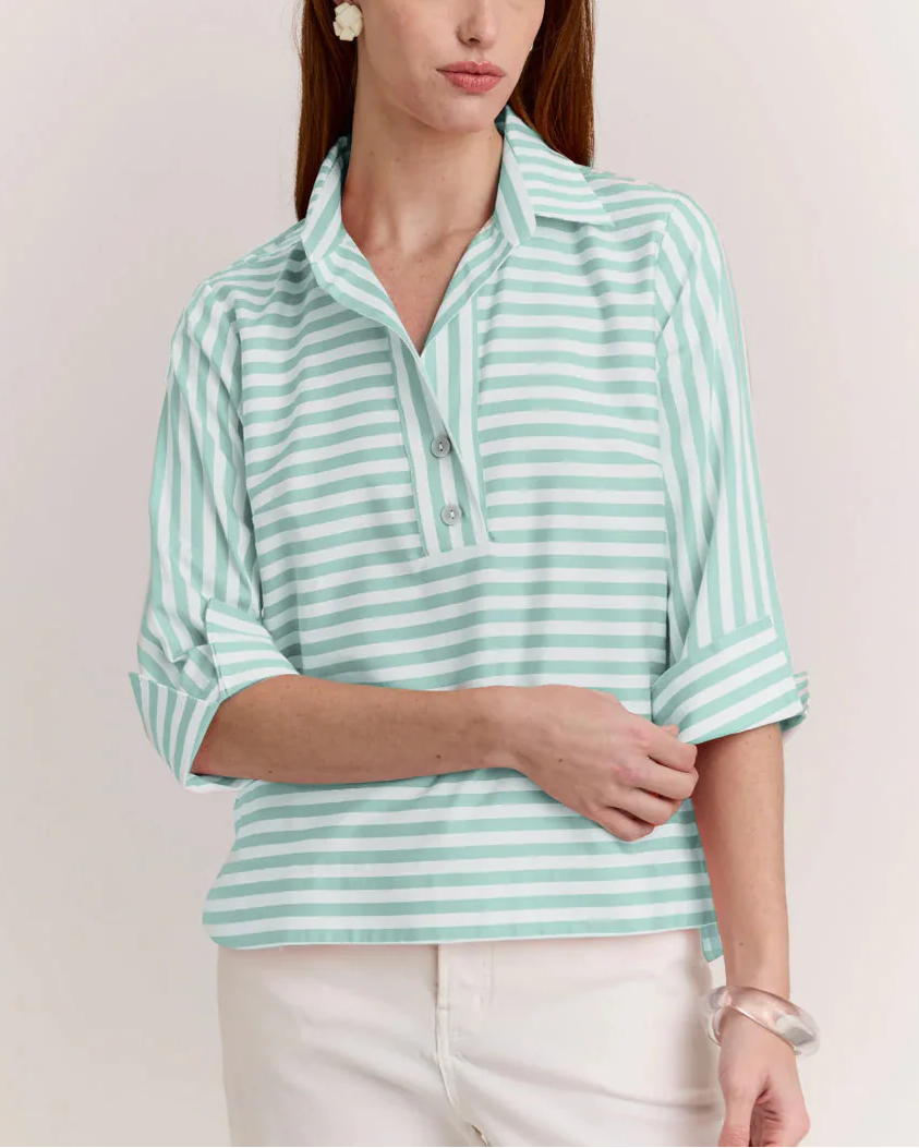Cotton Stripe Gingham Blouse