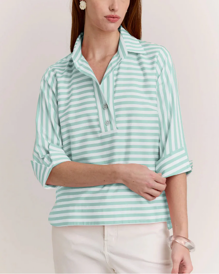 Cotton Stripe Gingham Blouse