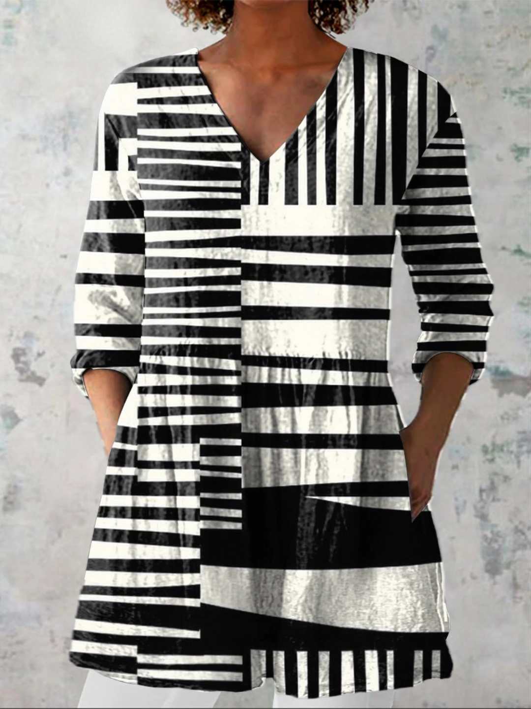 Long Blouse with Bold Pattern Deanie
