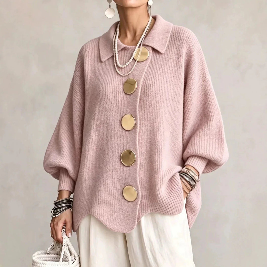 Oversized Collared Button Cardigan Karina
