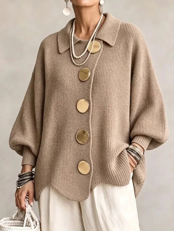 Oversized Collared Button Cardigan Karina