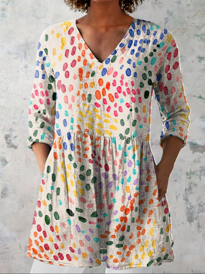 Long Blouse with Bold Pattern Heya