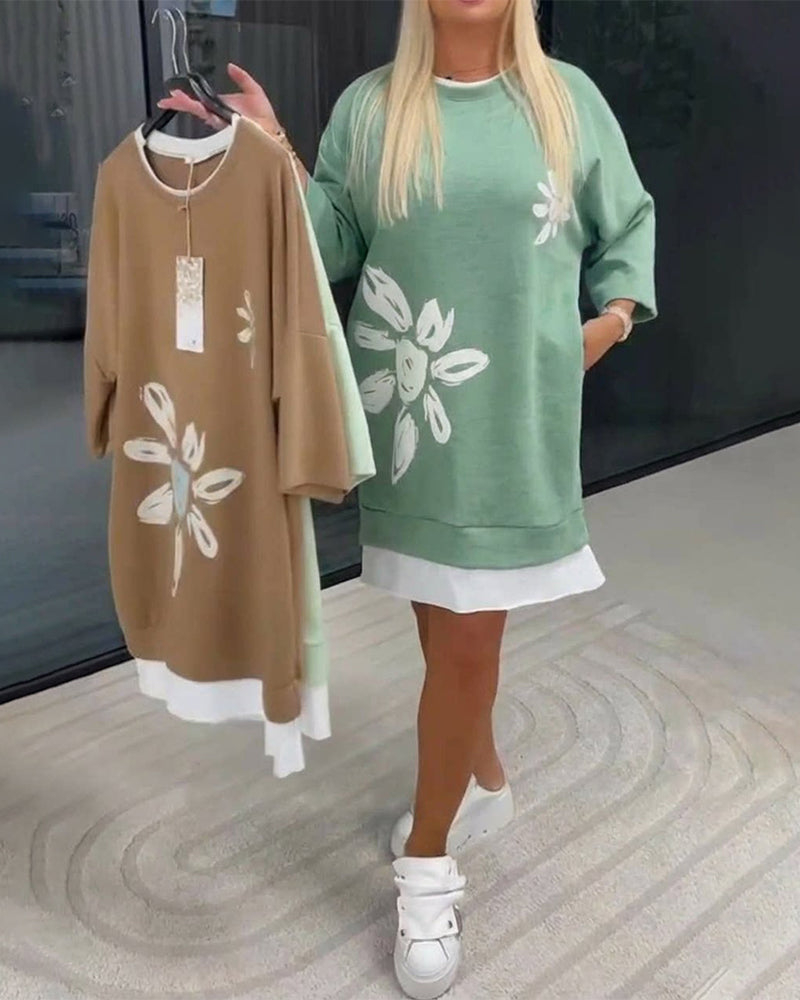 Casual Cotton Knee-Length Dress