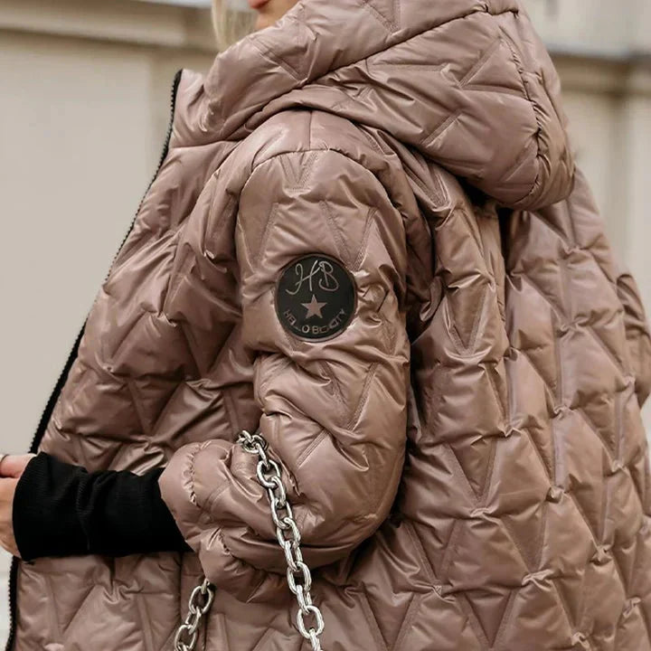 Quilted Puffer Jacket with Oversized Collar