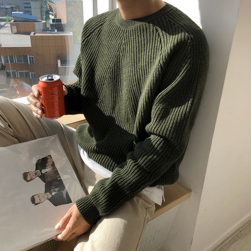 Cotton Knit Raglan Sleeve Sweater