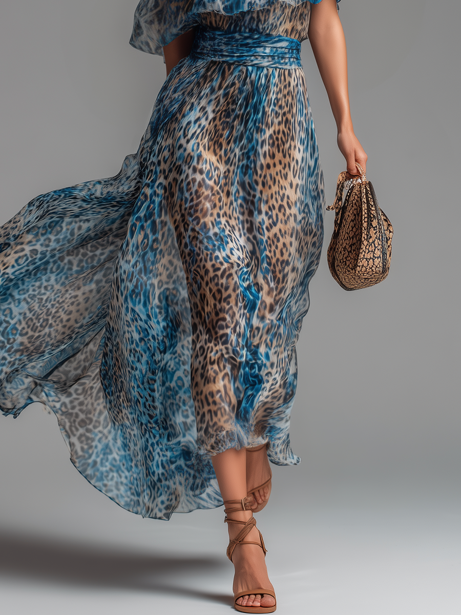 Animal Print One-Shoulder Maxi Dress