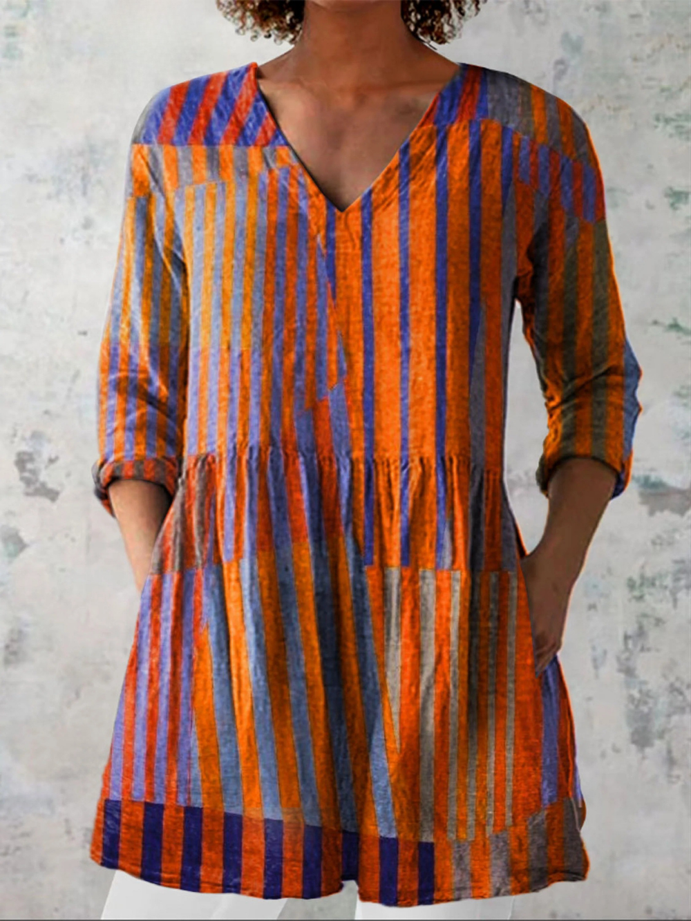 Long Blouse with Bold Pattern Lorre