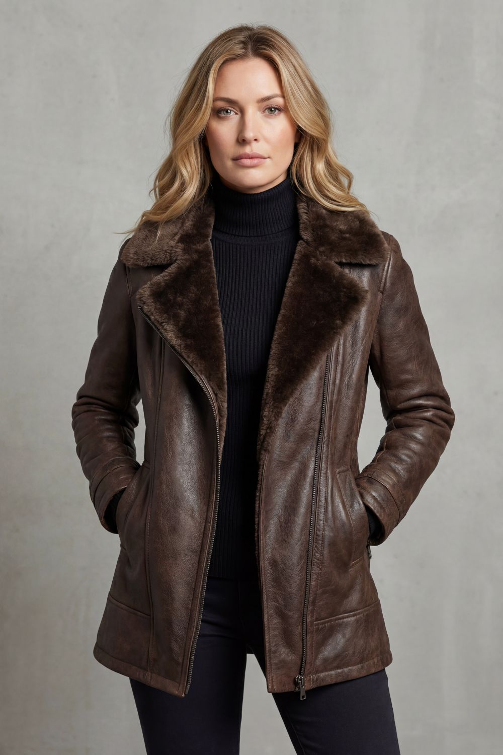 Shearling-Lined Leather Jacket