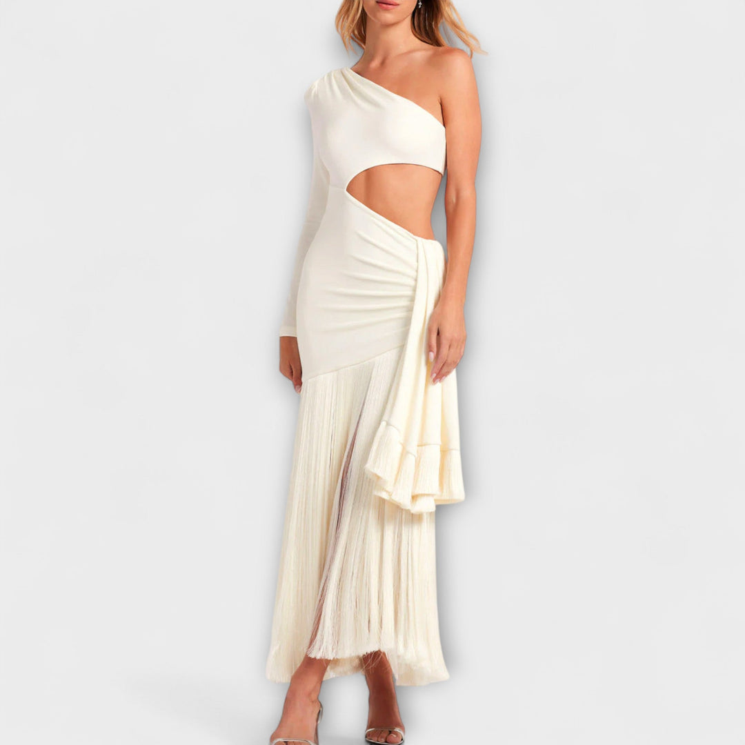 Fringe Maxi Dress with Cutouts