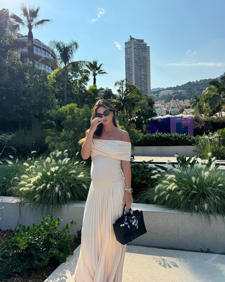 Pleated Maternity Maxi Dress