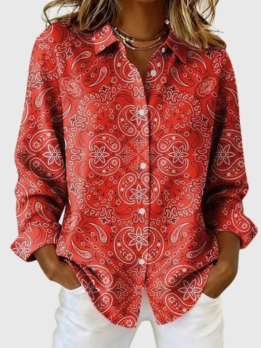 Paisley Button-Up Blouse