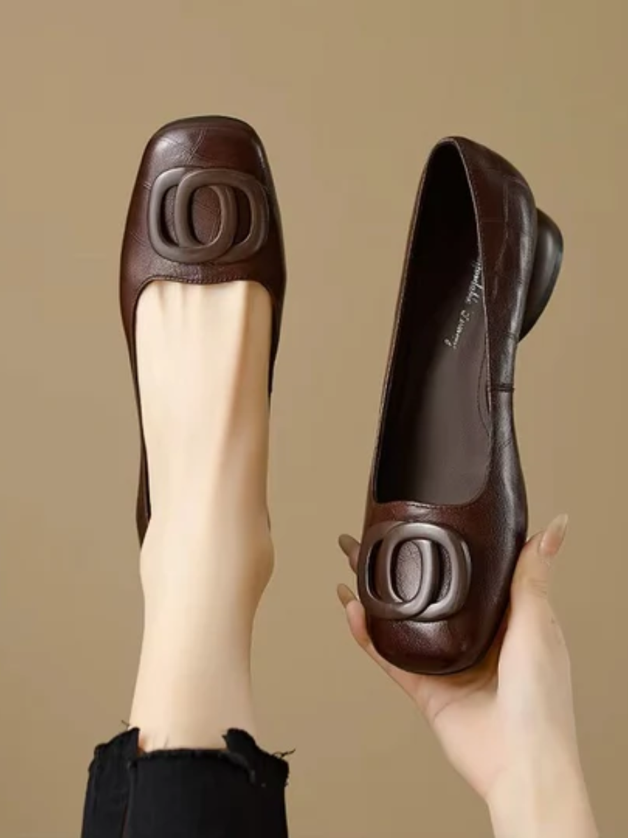 Leather Square-Toe Flats Erin