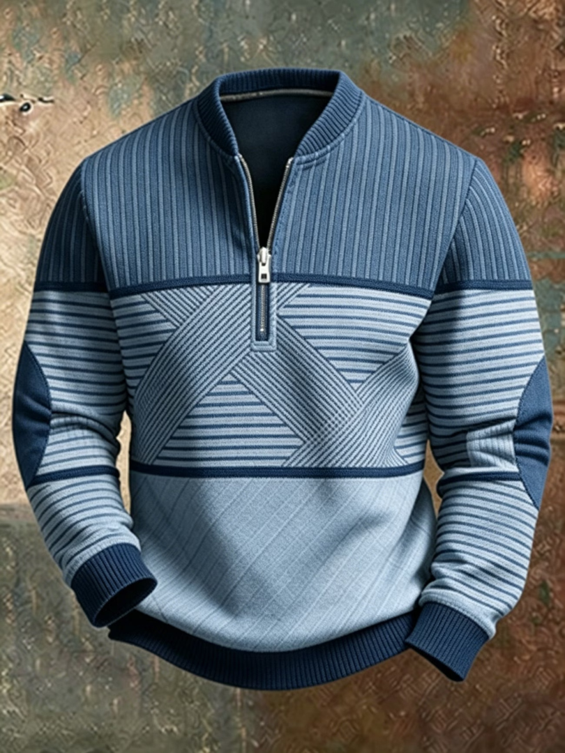 Geometric Half-Zip Sweater
