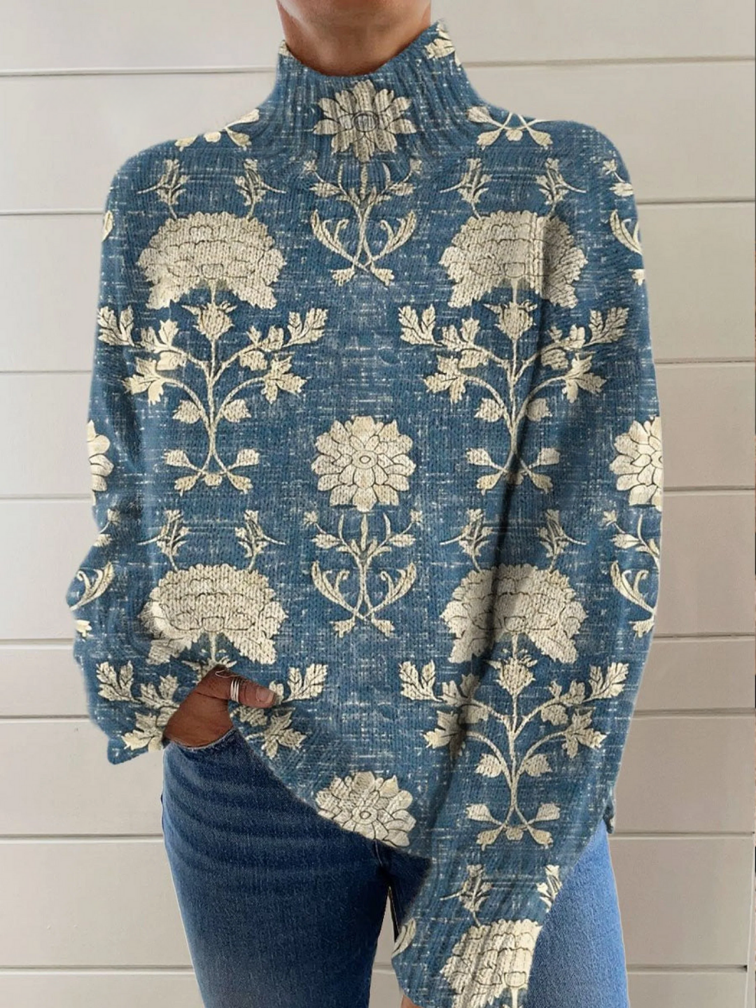 Timeless Floral Turtleneck