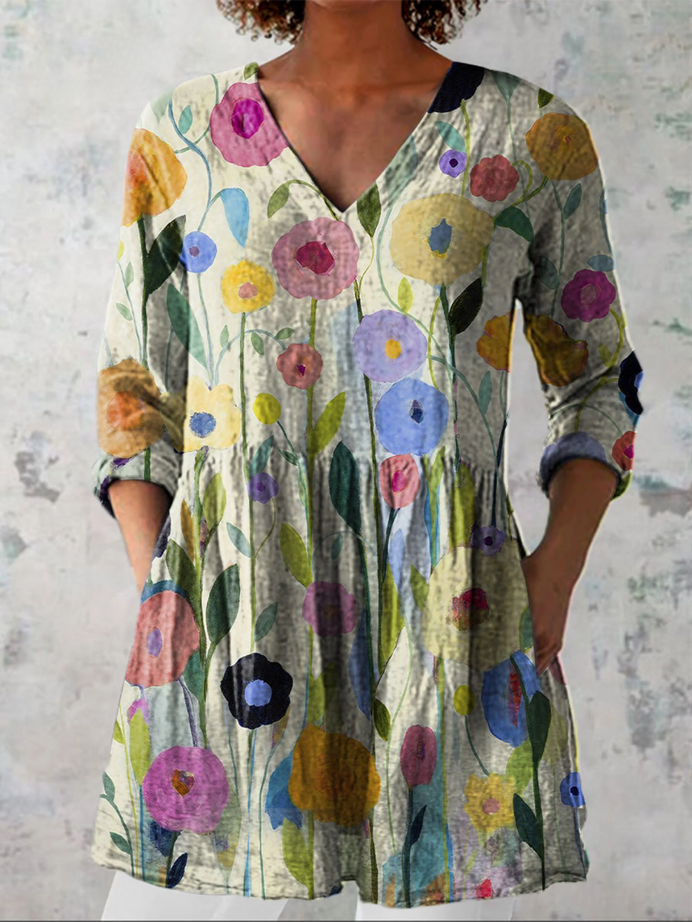 Long Blouse with Bold Pattern Kyrie