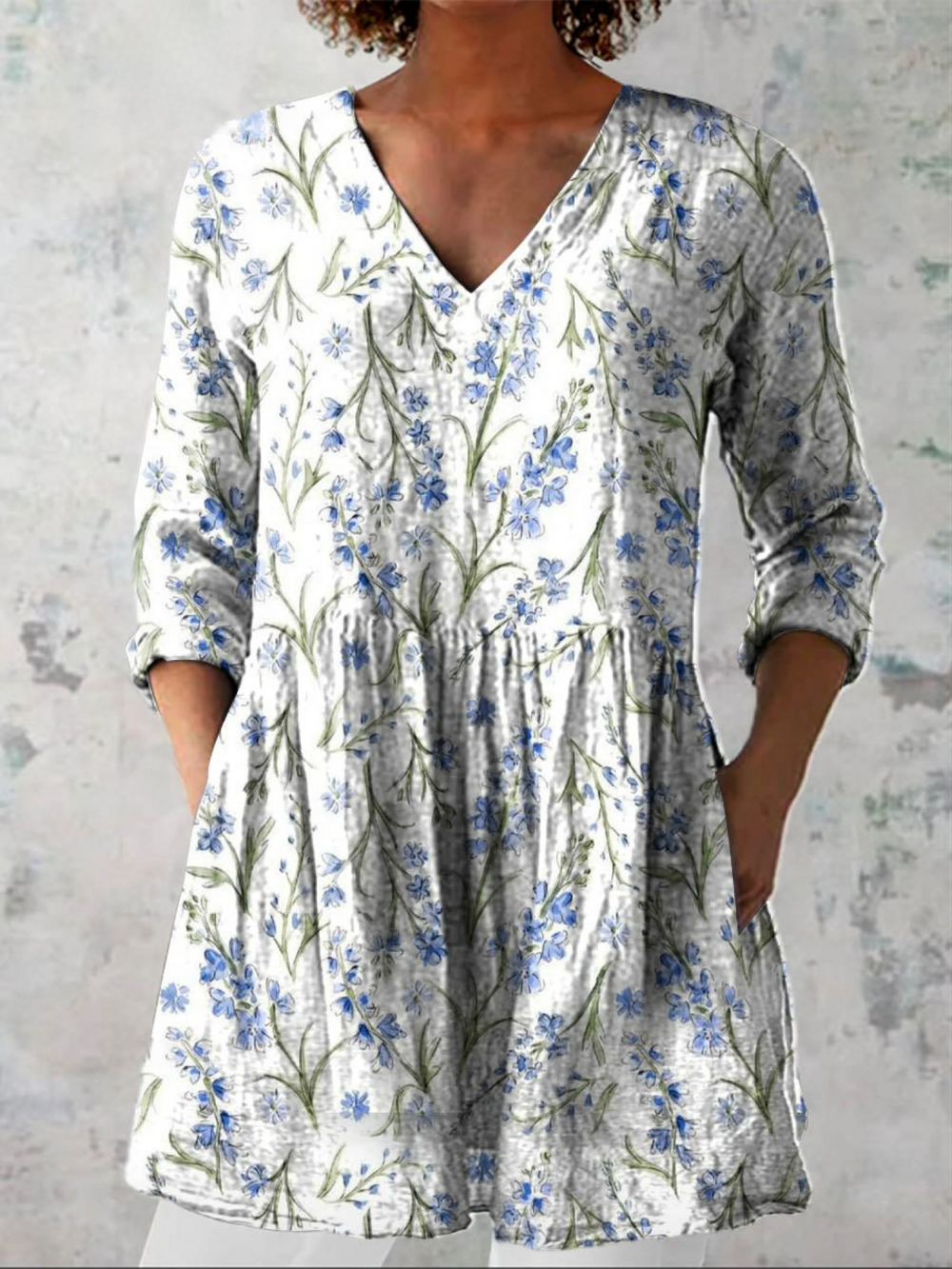 Long Blouse with Bold Pattern Elle