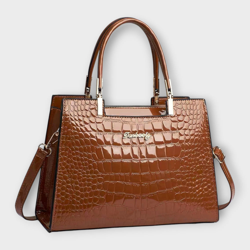 Shiny Crocodile Skin Pattern Handbag