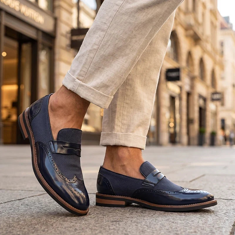 Leather Woven Brogue Loafers