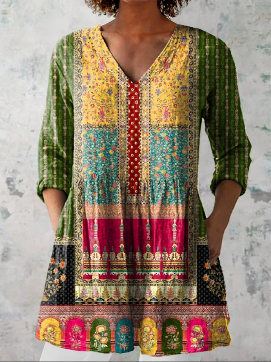 Long Blouse with V-Neck Karol