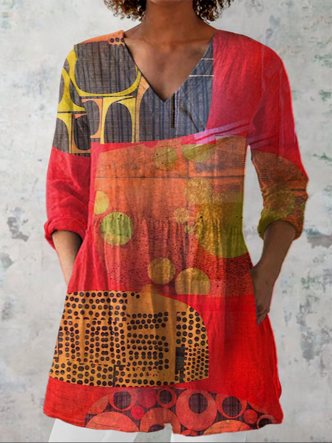 Long Blouse with V-Neck Beca