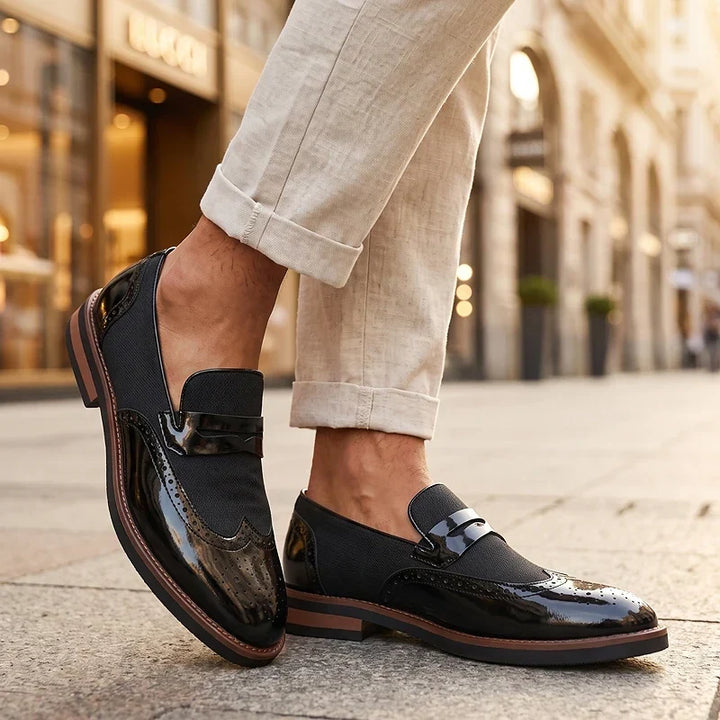 Leather Woven Brogue Loafers