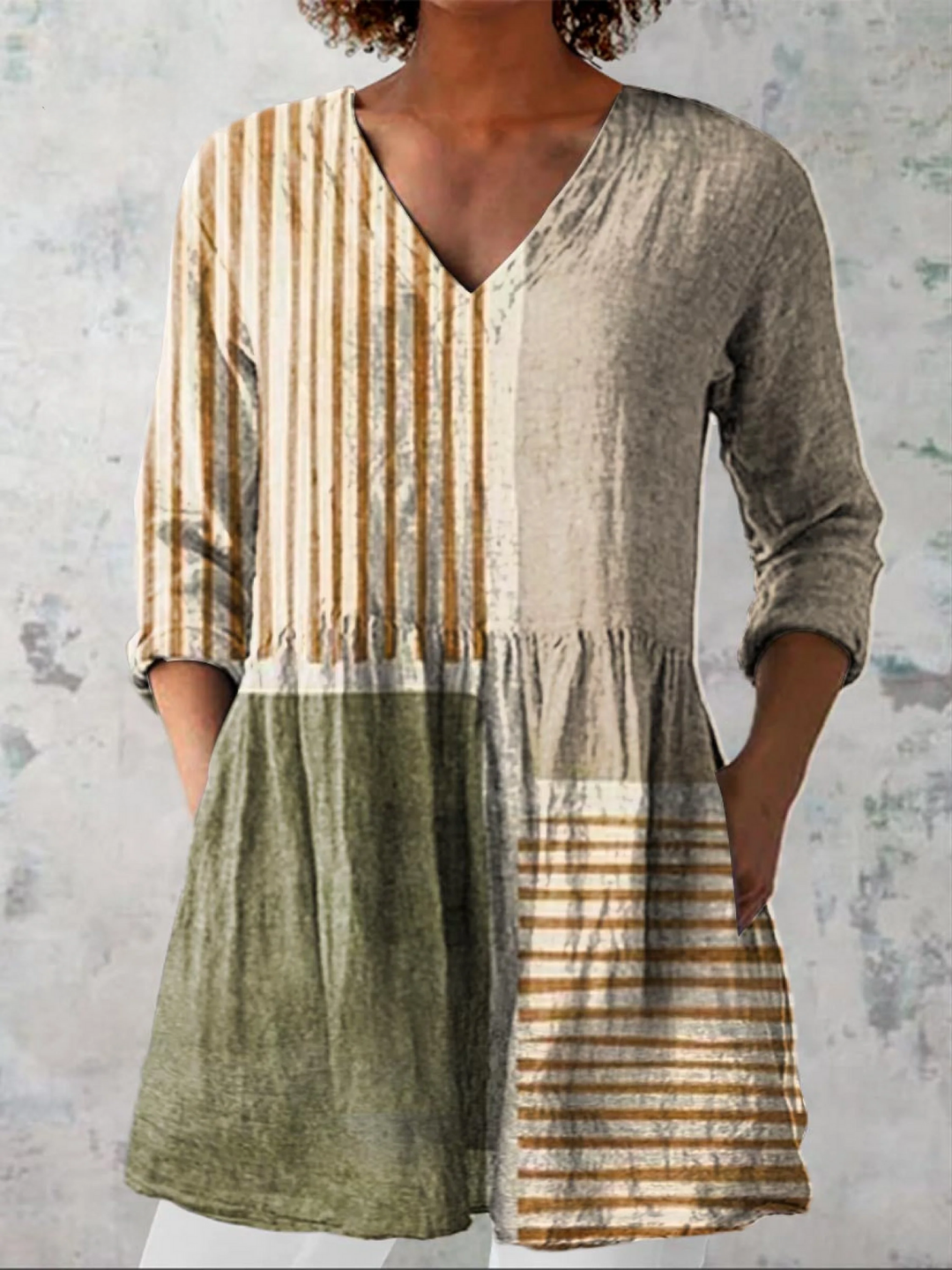 Long Blouse with V-Neck Shela