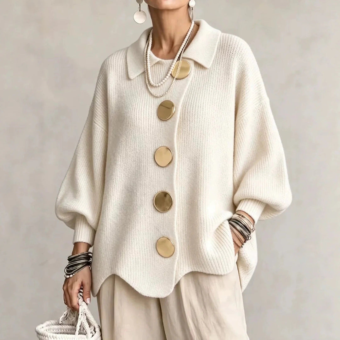 Oversized Collared Button Cardigan Karina