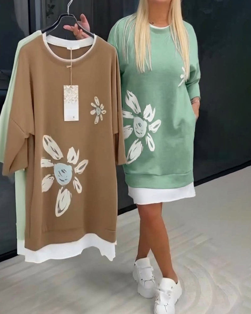 Casual Cotton Knee-Length Dress