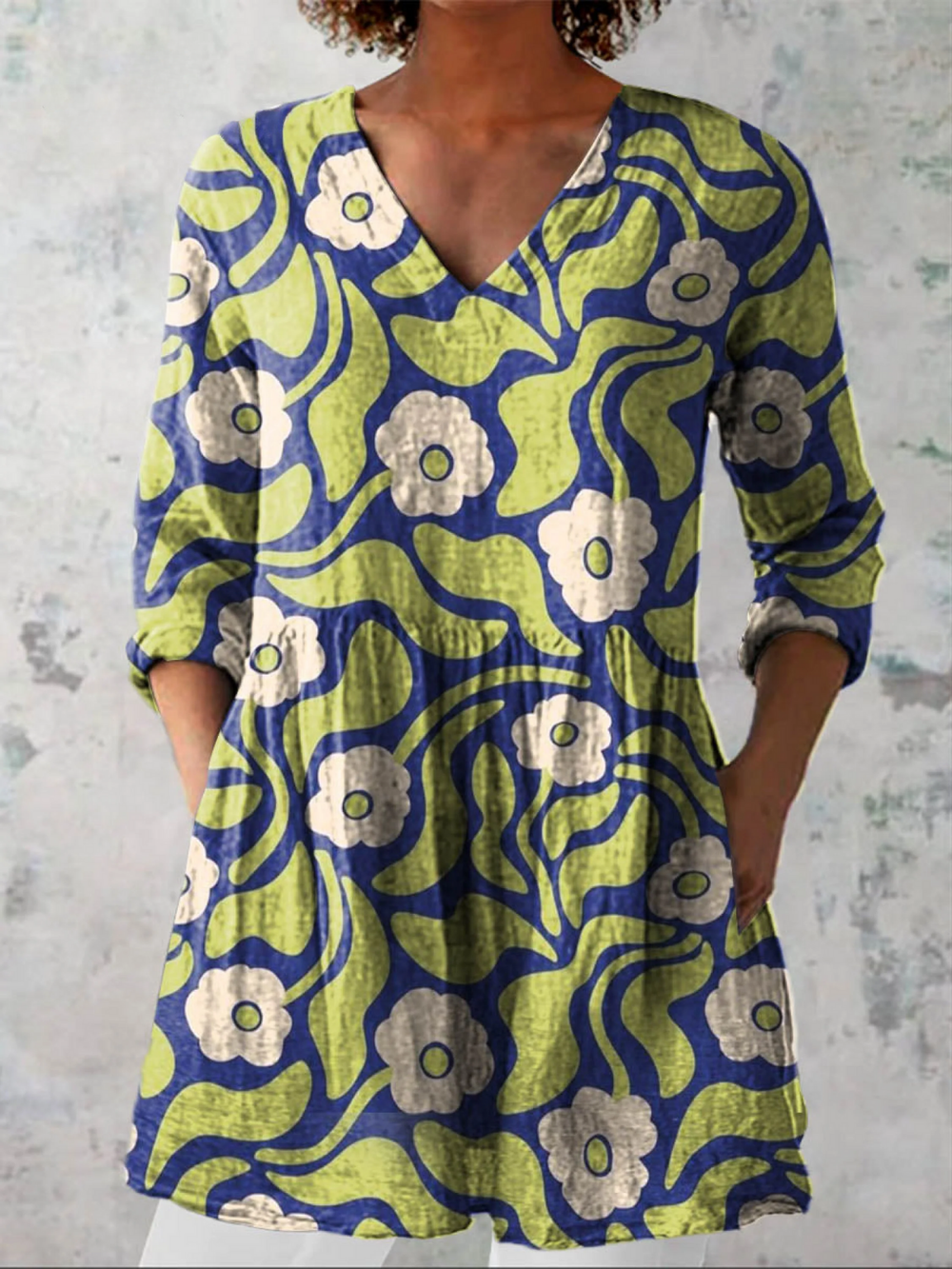 Long Blouse with Bold Pattern Maya