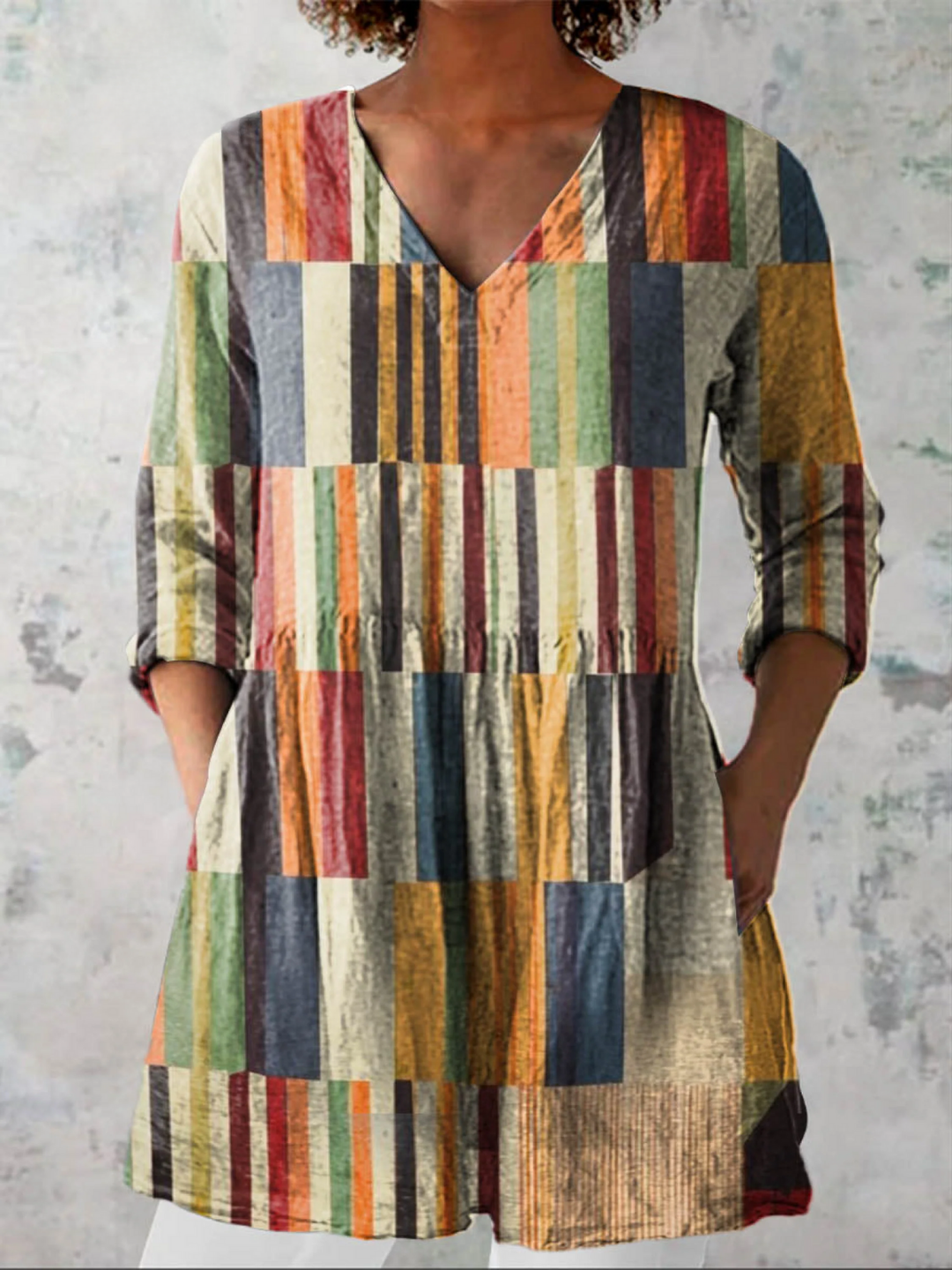 Long Blouse with V-Neck Olla