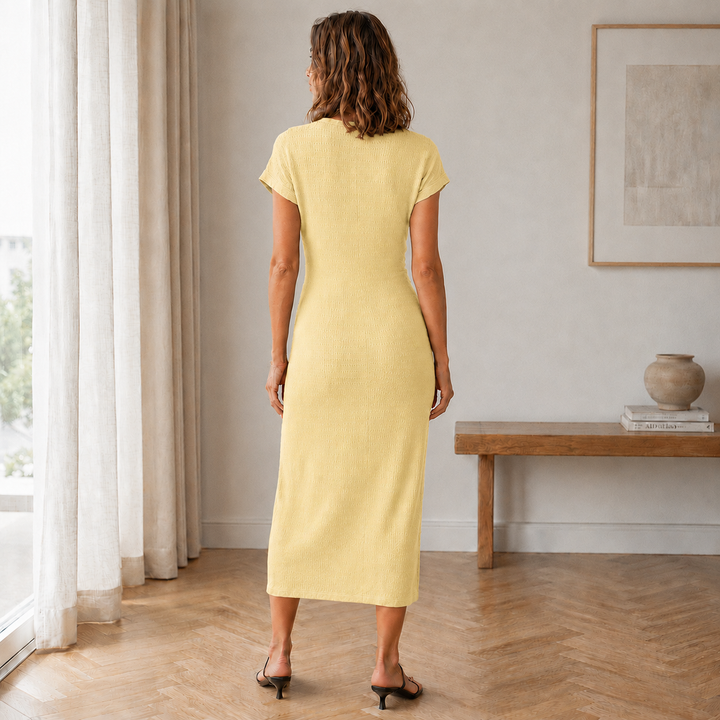 Ribbed Knotted Midi Dress
