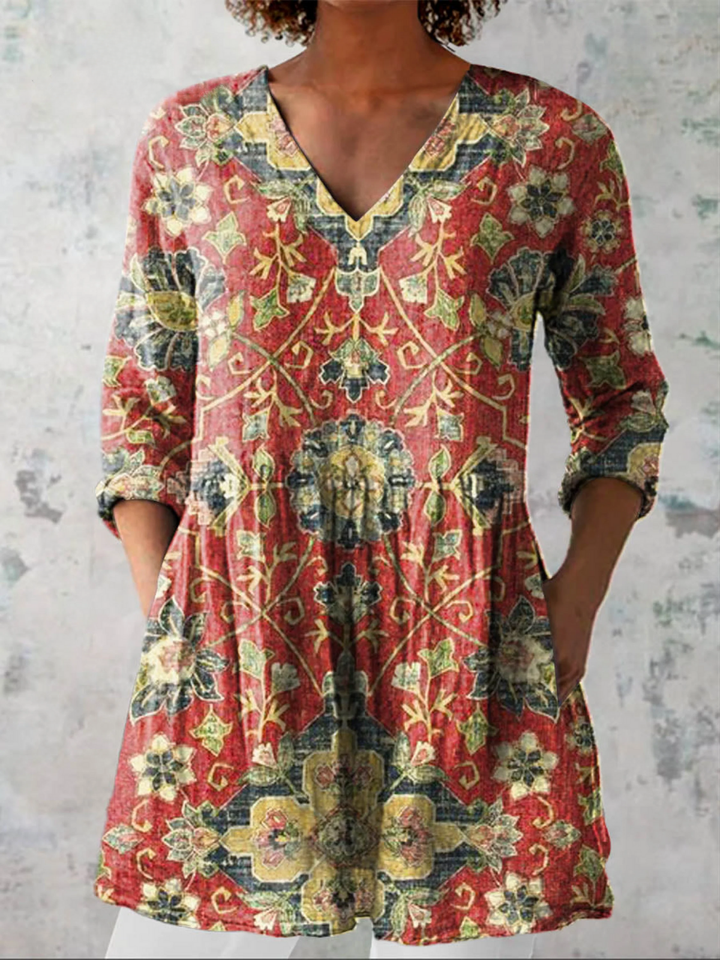 Long Blouse with Bold Pattern Paty