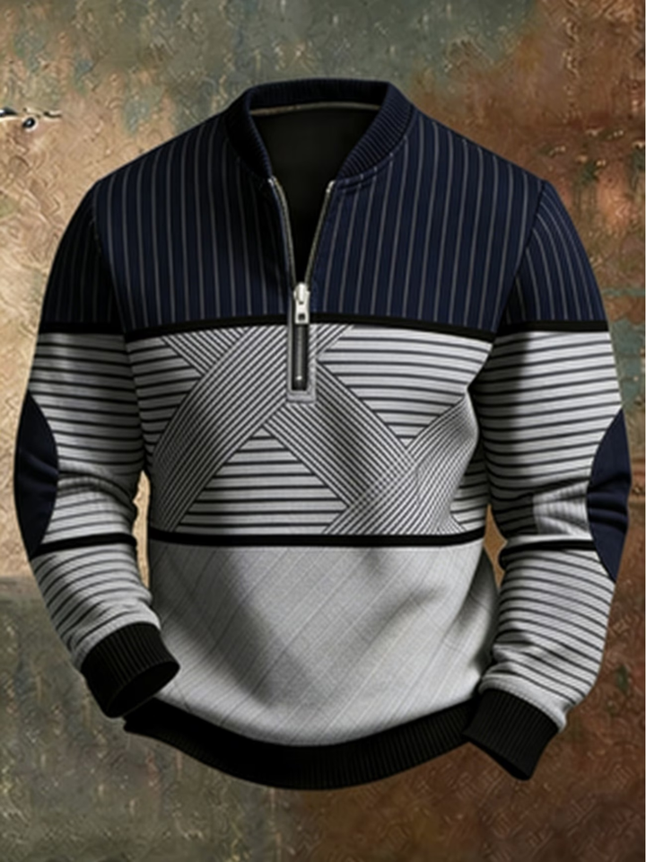 Geometric Half-Zip Sweater