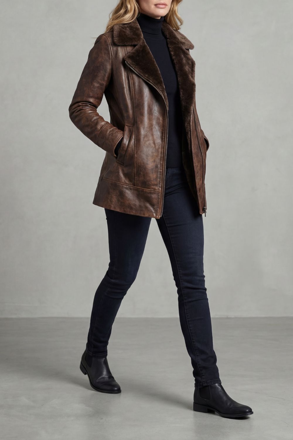 Shearling-Lined Leather Jacket