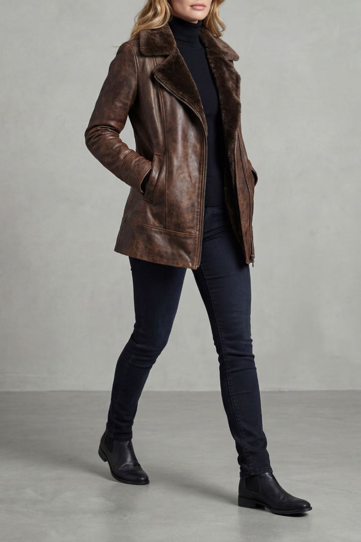 Shearling-Lined Leather Jacket