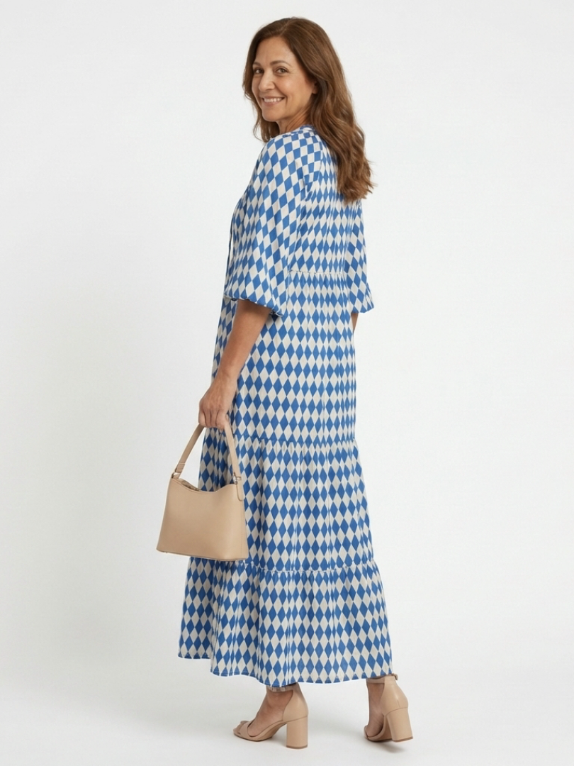 Diamond Print Midi Dress
