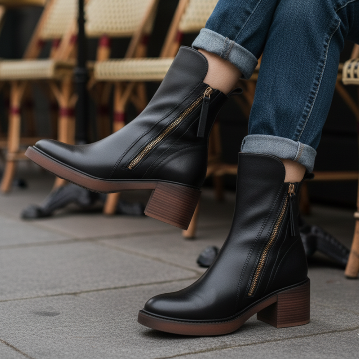 Leather Boots with Block Heels