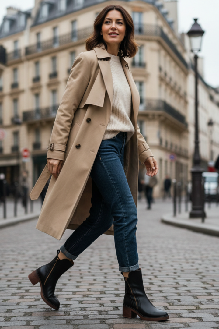 Leather Boots with Block Heels